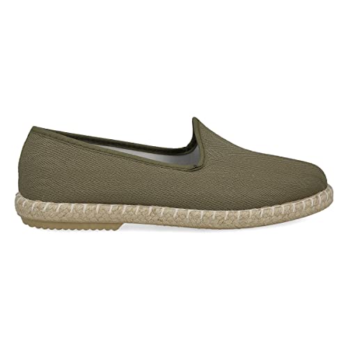 PAYMA - Herren Espadrilles Sommerpantoffeln aus Canvas. Sommerschuhe Segeltuch. Freizeitschuhe. Brasilianer für Herren. Gummi und Jute Schuhboden. Farbe: Khaki. Größe EU 43 von PAYMA