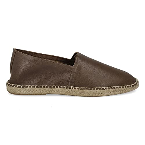 PAYMA - Herren Leder Espadrilles Sommerpantoffeln. Glattleder Mokassin Loafer Sandalen. Freizeitschuhe. Sommerschuhe für Herren. Gummi und Jute Schuhboden. Farbe: Caqui Glattleder. Größe: EU 41 von PAYMA