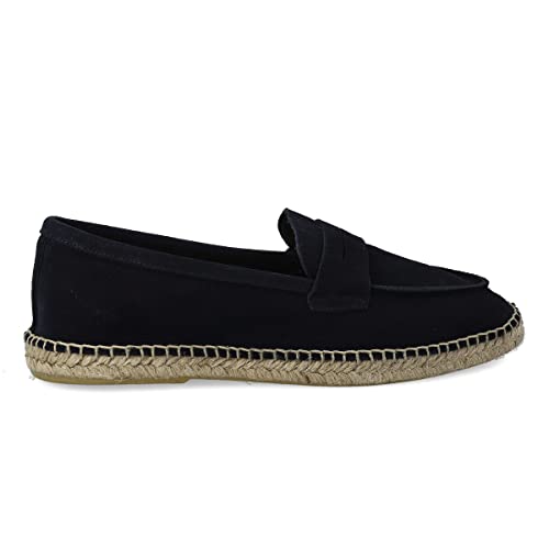 PAYMA - Herren Leder Espadrilles Sommerpantoffeln. Wildleder Mokassin Loafer Sandalen. Freizeitschuhe. Sommerschuhe für Herren. Gummi und Jute Schuhboden. Farbe: Marineblau. Größe: EU 40 von PAYMA