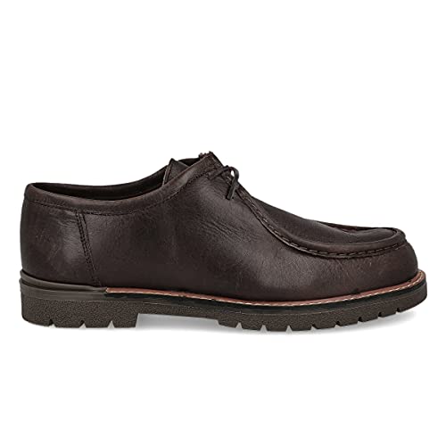 PAYMA - Herren Leder Mokassin Wallabee. Bootsschuhe mit Schnürsenkeln. Herren Derby Chukka Schnürschuhe. Gummisohle. Farben: Schokoladenbraun, Größe EU 46 von PAYMA