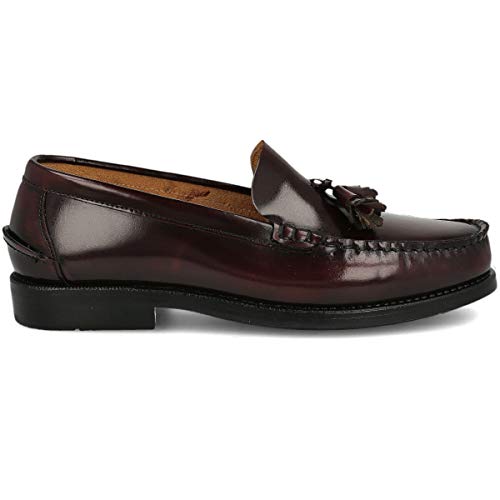 PAYMA - Herren Loafer Mokassin aus Leder Klassischer Herrenschuhe mit Maske und Quasten. Flexibler Gummisohle. Knitterfreies. Farben: Bordeaux Quasten. Größe EU 40 von PAYMA