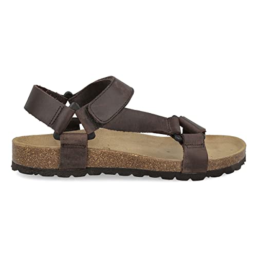 PAYMA – Leder Sandalen Herren Damen Unisex Kalifornische. Sommersandale mit Korkfußbett. Anatomische Sohle. Unisex. Schnallenverschluss. Bequeme Sandalen. Sommerschuhe. Farbe: Braun 3. Größe EU 46 von PAYMA