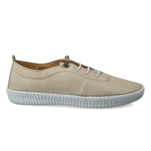 PAYMA - Leder Sneaker Sportschuhe für Damen. Turnschuhe. Schnürhalbschuhe. Flexible Komfort Leder. Elastische Schnüre. Farbe: Beige, Größe: EU 39 von PAYMA