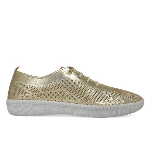 PAYMA - Leder Sneaker Sportschuhe für Damen. Turnschuhe. Schnürhalbschuhe. Flexible Komfort Leder. Elastische Schnüre. Farbe: Platin 2, Größe: EU 39 von PAYMA