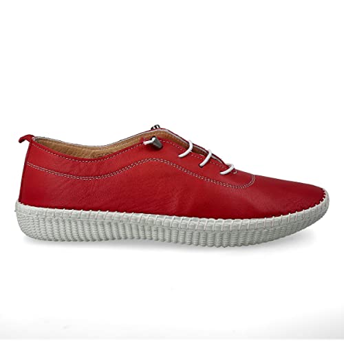 PAYMA - Leder Sneaker Sportschuhe für Damen. Turnschuhe. Schnürhalbschuhe. Flexible Komfort Leder. Elastische Schnüre. Farbe: Rot, Größe: EU 38 von PAYMA