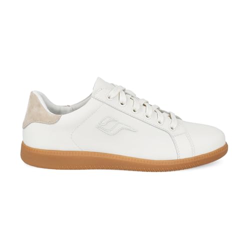 PAYMA - Leder Sneakers für Damen. Lässige Klassische Turnschuhe. Sommerschuhe. Gummisohle. Memory Foam Einlegesohle. Bequem und Flexible. Farbe: Weiß-Karamell, Größe: EU 38 von PAYMA