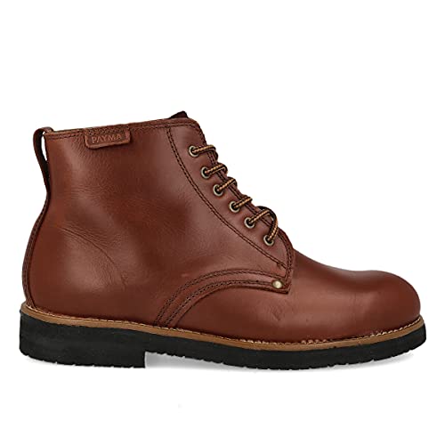 PAYMA - Rustikale Chukka Leder Stiefel für Herren. Safari Boot Schuhe Leder Casual Work, Outdoor und Gartenschuhe. Ungefüttert Kurzschaft. Schnürsenkel. Gummisohle. Farbe: Stiefel Braun, Größe: EU 38 von PAYMA