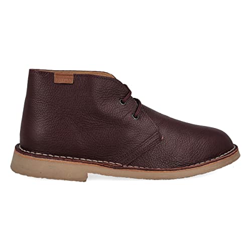 PAYMA - Safari Desert Boot aus GlattLeder für Damen und Herren. Schuhe aus Spanien. Chukka Stiefeletten Schuhe Stiefel Sport und Kleid. Gummisohle. Farbe: Burdeux Glatt, Größe: EU 39 von PAYMA