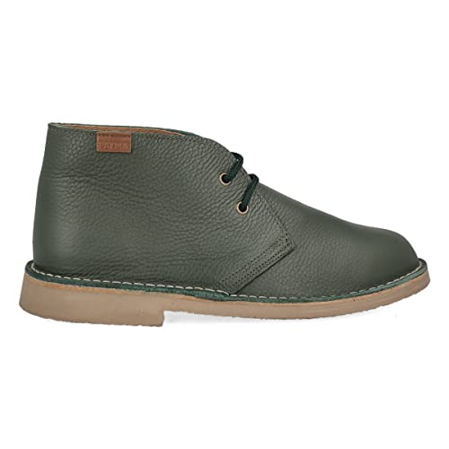 PAYMA - Safari Desert Boot aus GlattLeder für Damen und Herren. Schuhe aus Spanien. Chukka Stiefeletten Schuhe Stiefel Sport und Kleid. Gummisohle. Farbe: Caqui Glatt, Größe: EU 40 von PAYMA