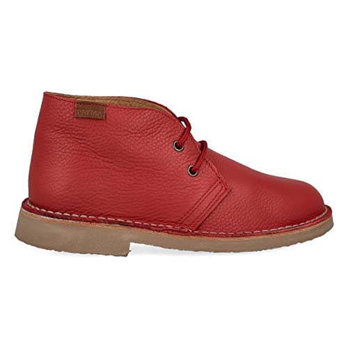 PAYMA - Safari Desert Boot aus GlattLeder für Damen und Herren. Schuhe aus Spanien. Chukka Stiefeletten Schuhe Stiefel Sport und Kleid. Gummisohle. Farbe: Rot Glatt, Größe: EU 37 von PAYMA