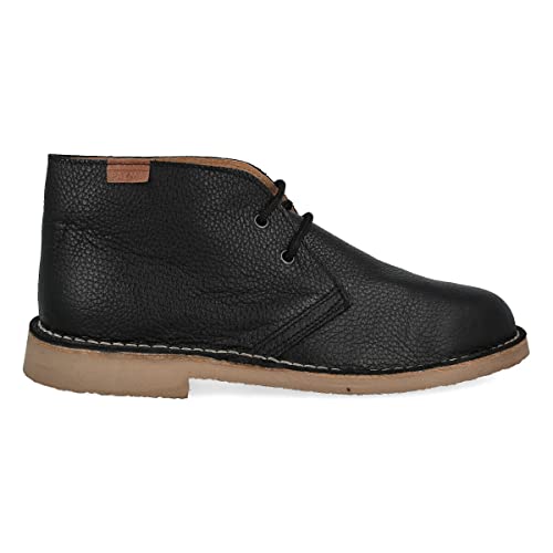 PAYMA - Safari Desert Boot aus GlattLeder für Damen und Herren. Schuhe aus Spanien. Chukka Stiefeletten Schuhe Stiefel Sport und Kleid. Gummisohle. Farbe: Schwarz Glatt, Größe: EU 36 von PAYMA