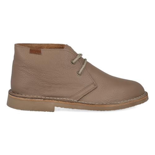 PAYMA - Safari Desert Boot aus GlattLeder für Damen und Herren. Schuhe aus Spanien. Chukka Stiefeletten Schuhe Stiefel Sport und Kleid. Gummisohle. Farbe: Taupe Glatt, Größe: EU 36 von PAYMA