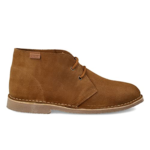 PAYMA - Safari Desert Boot aus WildLeder für Damen und Herren. Schuhe aus Spanien. Chukka Stiefeletten Schuhe Stiefel Sport und Kleid. Schnürverschluss. Gummisohle. Farbe: Camel, Größe: EU 37 von PAYMA