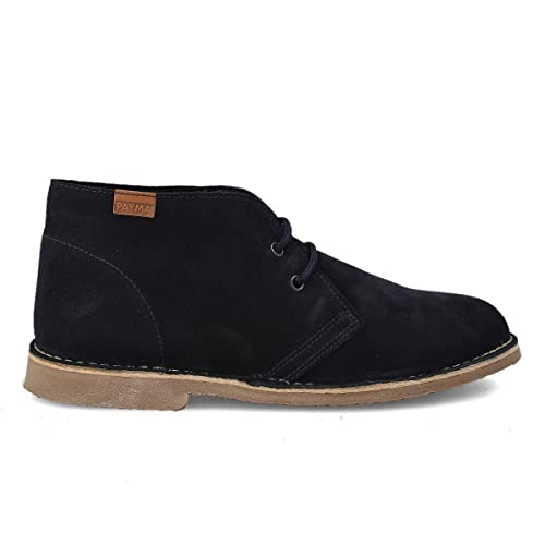 PAYMA - Safari Desert Boot aus WildLeder für Damen und Herren. Schuhe aus Spanien. Chukka Stiefeletten Schuhe Stiefel Sport und Kleid. Schnürverschluss. Gummisohle. Farbe: Navy Blau, Größe: EU 41 von PAYMA