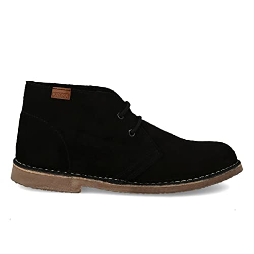 PAYMA - Safari Desert Boot aus WildLeder für Damen und Herren. Schuhe aus Spanien. Chukka Stiefeletten Schuhe Stiefel Sport und Kleid. Schnürverschluss. Gummisohle. Farbe: Schwarz, Größe: EU 36 von PAYMA