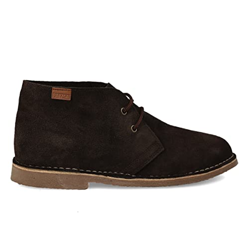 PAYMA - Safari Desert Boot aus WildLeder für Damen und Herren. Schuhe aus Spanien. Chukka Stiefeletten Schuhe Stiefel Sport. Schnürverschluss. Gummisohle. Farbe: Dunkel Braun, Größe: EU 37 von PAYMA