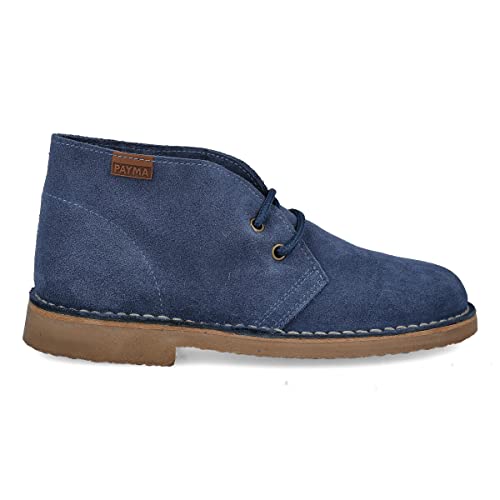 PAYMA - Safari Desert Boot aus WildLeder für Damen und Herren. Schuhe aus Spanien. Chukka Stiefeletten Schuhe Stiefel Sport und Kleid. Schnürverschluss. Gummisohle. Farbe: Jeans, Größe: EU 36 von PAYMA