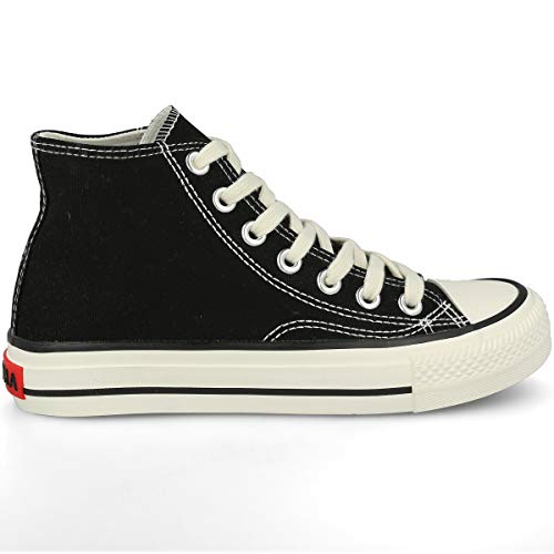 PAYMA - Sneaker Turnschuh Textile Leinwand Canvas für Damen Herren, Hi-Top Low-Top, Niedrige Hoch. Einfach und Plattform Schuhsole. Gummisohle. Farben: Schwarz Hoch. Größe 38 von PAYMA