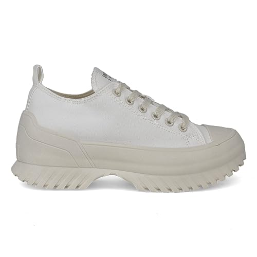 PAYMA - Sneaker Turnschuh Textile Leinwand Canvas für Damen Herren, Hi-Top Low-Top, Niedrige Hoch. Plattform Schuhsole. Gummisohle. Farben: Beige Plattform. Größe EU 39 von PAYMA