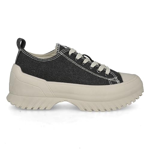 PAYMA - Sneaker Turnschuh Textile Leinwand Canvas für Damen Herren, Hi-Top Low-Top, Niedrige Hoch. Plattform Schuhsole. Gummisohle. Farben: Schwarz Plattform. Größe EU 37 von PAYMA