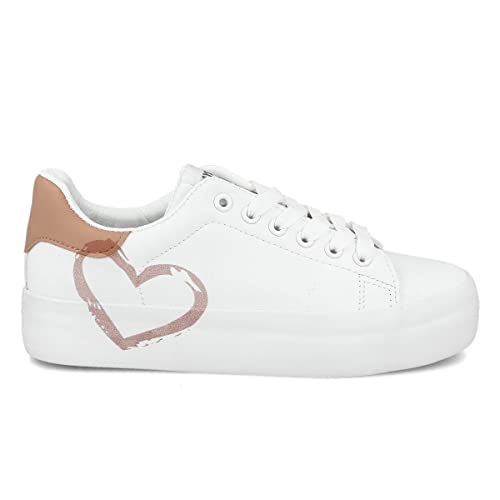 PAYMA - Sneaker für Damen Plattform Laufschuhe. Sport Gym Freizeit Wandern. Schnürsenkel. Gepolsterter Innenraum. Farbe: Rosa Heart. Größe: EU 38 von PAYMA