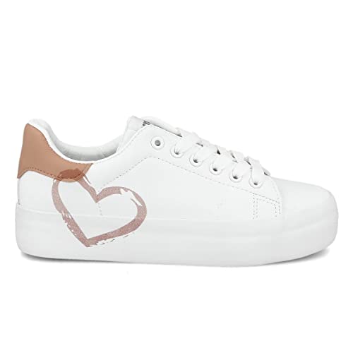 PAYMA - Sneaker für Damen Plattform Laufschuhe. Sport Gym Freizeit Wandern. Schnürsenkel. Gepolsterter Innenraum. Farbe: Rosa Heart. Größe: EU 40 von PAYMA