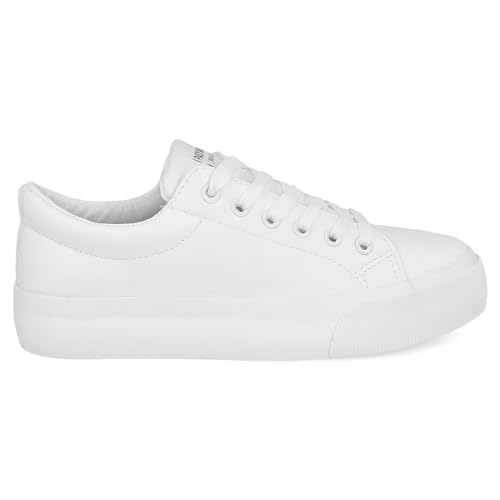 PAYMA - Sneaker für Damen Plattform Laufschuhe. Sport Gym Freizeit Wandern. Schnürsenkel. Gepolsterter Innenraum. Farbe: Weiß. Größe: EU 36 von PAYMA