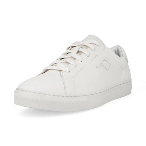 PAYMA - Weiße Leder Sneaker Für Herren. Klassische Casual Sportschuhe. Sommerschuhe. Gummisohle. Memory Foam Innensohle. Bequem Und Flexibel. Farbe: Weiß, Größe: EU 44 von PAYMA