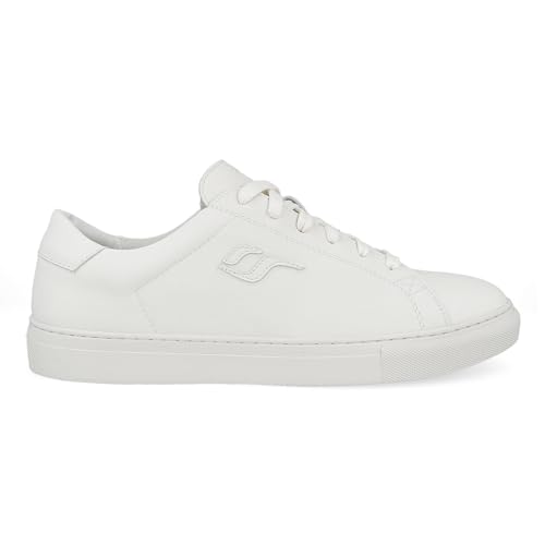 PAYMA - Weiße Leder Sneaker Für Herren. Klassische Casual Sportschuhe. Sommerschuhe. Gummisohle. Memory Foam Innensohle. Bequem Und Flexibel. Farbe: Weiß, Größe: EU 44 von PAYMA