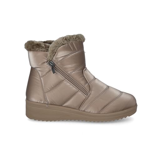 PAYMA - Winter Stiefel für Damen. Stiefeletten Ankle Gefütterte SchneeStiefel. Bequeme und Warme Hausschuhe für zu Hause und Wasserabweisend. Gummisohle. Satin-Finish. Farbe: Beige, Größe: EU 39 von PAYMA