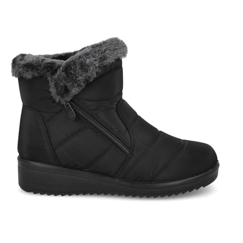 PAYMA - Winter Stiefel für Damen. Stiefeletten Ankle Gefütterte SchneeStiefel. Bequeme und Warme Hausschuhe für zu Hause und Wasserabweisend. Gummisohle. Satin-Finish. Farbe: Schwarz2, Größe: EU 38 von PAYMA