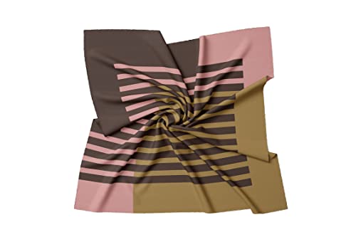 PB Pietro Baldini Halstuch Damen modernes Design Seidenähnlich Bandana in Twill - 60 x 60 cm - Rosa Beige von PB Pietro Baldini