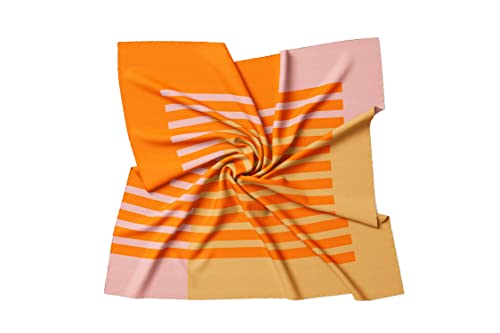 PB Pietro Baldini Halstuch Damen modernes Design Seidenähnlich Bandana in Twill - 60 x 60 cm - Orange Pink von PB Pietro Baldini