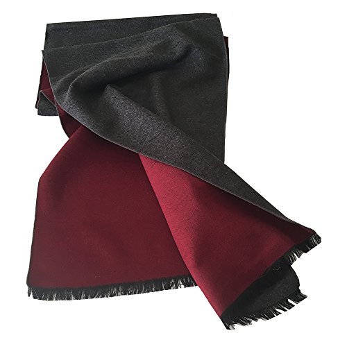 PB Pietro Baldini Seidenschal für Damen und Herren - Bicolor Winterschal für Herbst und Winter - Schal aus 100% Seide - 30 x 180 cm - Grau Bordeaux von PB Pietro Baldini