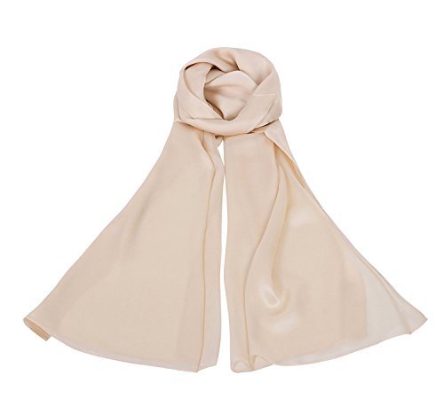 PB-SOAR 100% Seide Seidenschal Schal Halstuch Stola, einfarbiger Schal aus reiner Seide, schlicht und leicht, 8 Farben auswählbar (Beige) von PB-SOAR