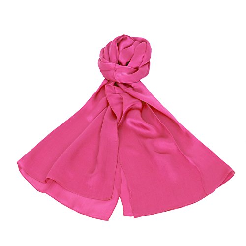 PB-SOAR 100% Seide Seidenschal Schal Halstuch Stola, einfarbiger Schal aus reiner Seide, schlicht und leicht, 8 Farben auswählbar (Pink) von PB-SOAR