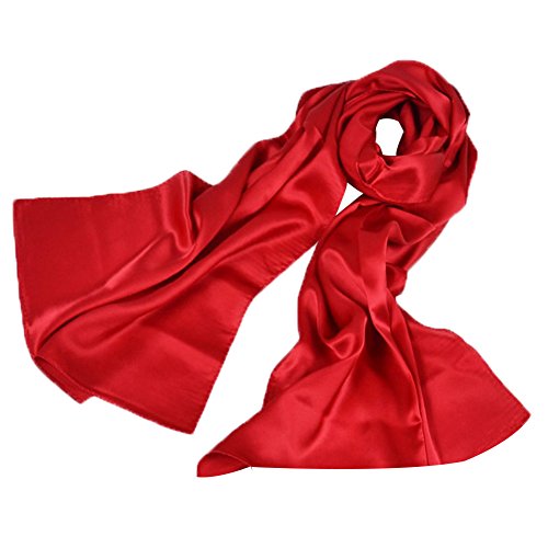 PB-SOAR 100% Seide Seidenschal Stola Unifarben, Schal aus reiner Seide, schlicht und leicht (Rot) von PB-SOAR