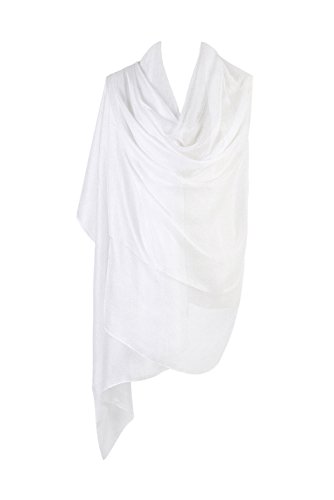 PB-SOAR Damen Einfarbiger Glänzend Schal Stola Halstuch für Abendkleider 185 x 100cm, 14 Farben auswählbar (Weiß) von PB-SOAR