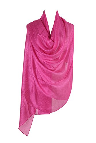 PB-SOAR Damen Einfarbiger Glänzend Schal Stola Halstuch für Abendkleider 185 x 100cm, 18 Farben auswählbar (Fuchsia) von PB-SOAR