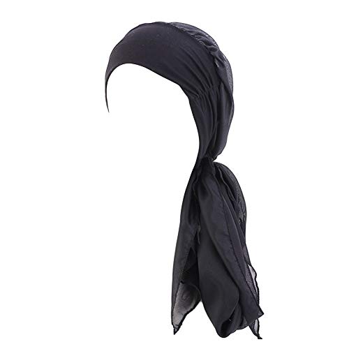 PB-SOAR Damen Kopftuch Kopfbedeckung Turban Bandana Headwrap Schal Tuch Mütze für Haarverlust Chemo Krebs (Schwarz) von PB-SOAR