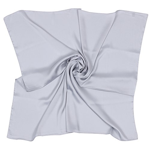 PB-SOAR Damen Mädchen Einfarbiger Schal Halstuch Bandana Kopftuch, quadratisch Halstuch 70 x 70cm, 12 Farben auswählbar (Hellgrau) von PB-SOAR