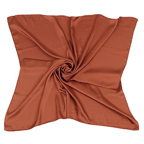 PB-SOAR Damen Mädchen Einfarbiger Schal Halstuch Bandana Kopftuch, quadratisch Halstuch 70 x 70cm, 12 Farben auswählbar (Rost) von PB-SOAR