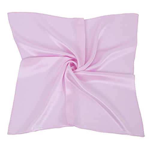 PB-SOAR Damen Mädchen Glänzend Halstuch aus 100% Seide, Seidentuch Seidenschal Schal Bandana Kopftuch Nickituch, 52 x 52cm (Hell Rosa) von PB-SOAR