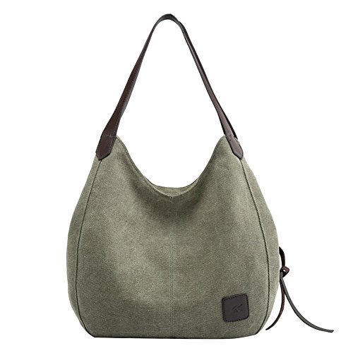 PB-SOAR Damen Mädchen Modern Canvas Shopper Schultertasche Handtasche Henkeltasche Hobo Bag Beuteltasche (Armeegrün) von PB-SOAR