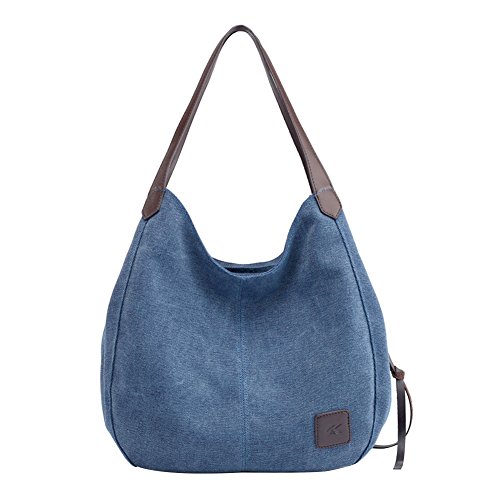PB-SOAR Damen Mädchen Modern Canvas Shopper Schultertasche Handtasche Henkeltasche Hobo Bag Beuteltasche (Blau(Denim)) von PB-SOAR