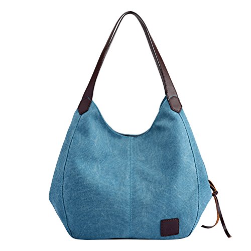 PB-SOAR Damen Mädchen Modern Canvas Shopper Schultertasche Handtasche Henkeltasche Hobo Bag Beuteltasche (Blau) von PB-SOAR