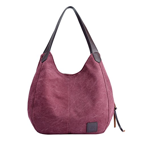 PB-SOAR Damen Mädchen Modern Canvas Shopper Schultertasche Handtasche Henkeltasche Hobo Bag Beuteltasche (Fuchsie) von PB-SOAR