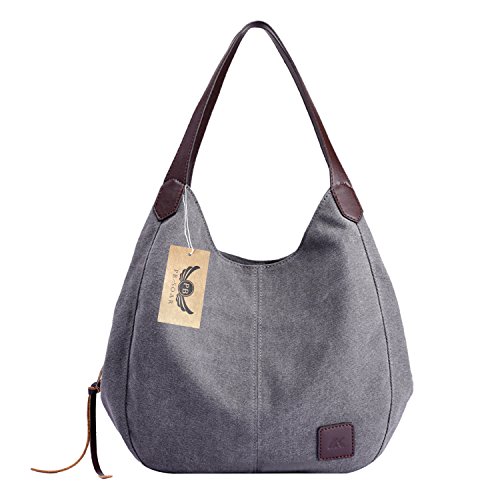 PB-SOAR Damen Mädchen Modern Canvas Shopper Schultertasche Handtasche Henkeltasche Hobo Bag Beuteltasche (Grau) von PB-SOAR