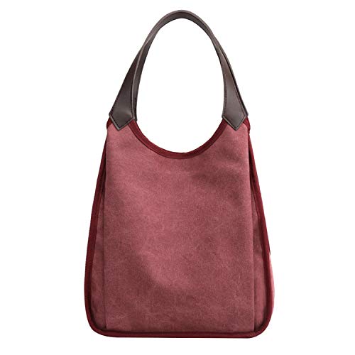 PB-SOAR Damen Mädchen Modern Canvas Shopper Schultertasche Handtasche Kleine Tasche Henkeltasche Hobo Bag Alltagstasche Beuteltasche (Fuchsie) von PB-SOAR