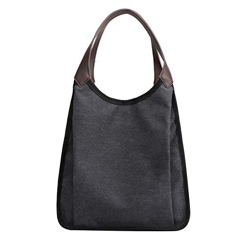 PB-SOAR Damen Mädchen Modern Canvas Shopper Schultertasche Handtasche Kleine Tasche Henkeltasche Hobo Bag Alltagstasche Beuteltasche (Schwarz) von PB-SOAR